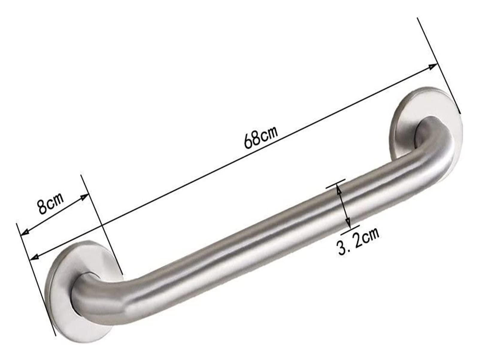 Barras de agarre de acero inoxidable 304 con ventosa para pasamanos de acero inoxidable, soporte de seguridad antiestático (tamaño: 68 cm)