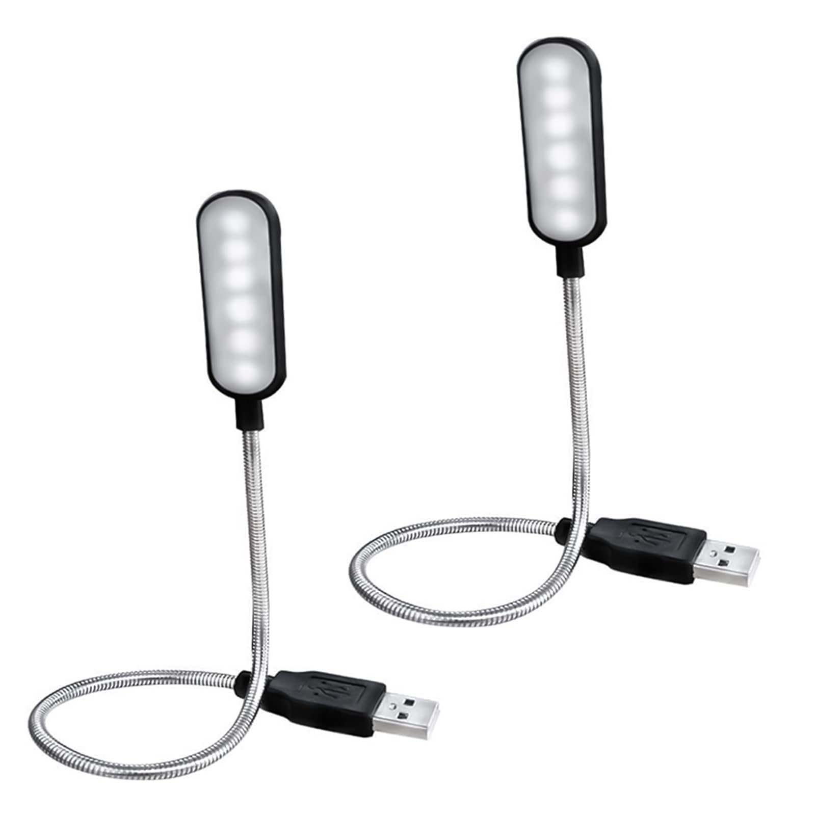 2 Pack USB LED Light, USB Light for Laptop, Keyboard Light, Flexible Gooseneck Reading Lamp Eye Caring for Laptop PC Notebook Desk Bedside Book Study Travel Portable Night Light Black