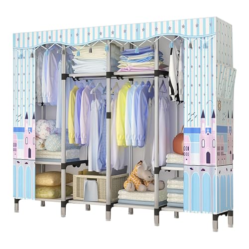 Armario portátil de lona para dormitorio con barra para colgar ropa, 210x45x172 cm
