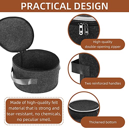 Image of GREENSHEEP Plate Storage Case with 12 Thick Felt Dividers for Storing and Organizing Dinnerware Dishes, Dark Grey