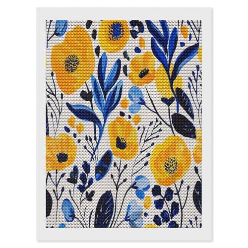 Kits de pintura de diamantes de flores amarillas con gemas redondas VstaDank