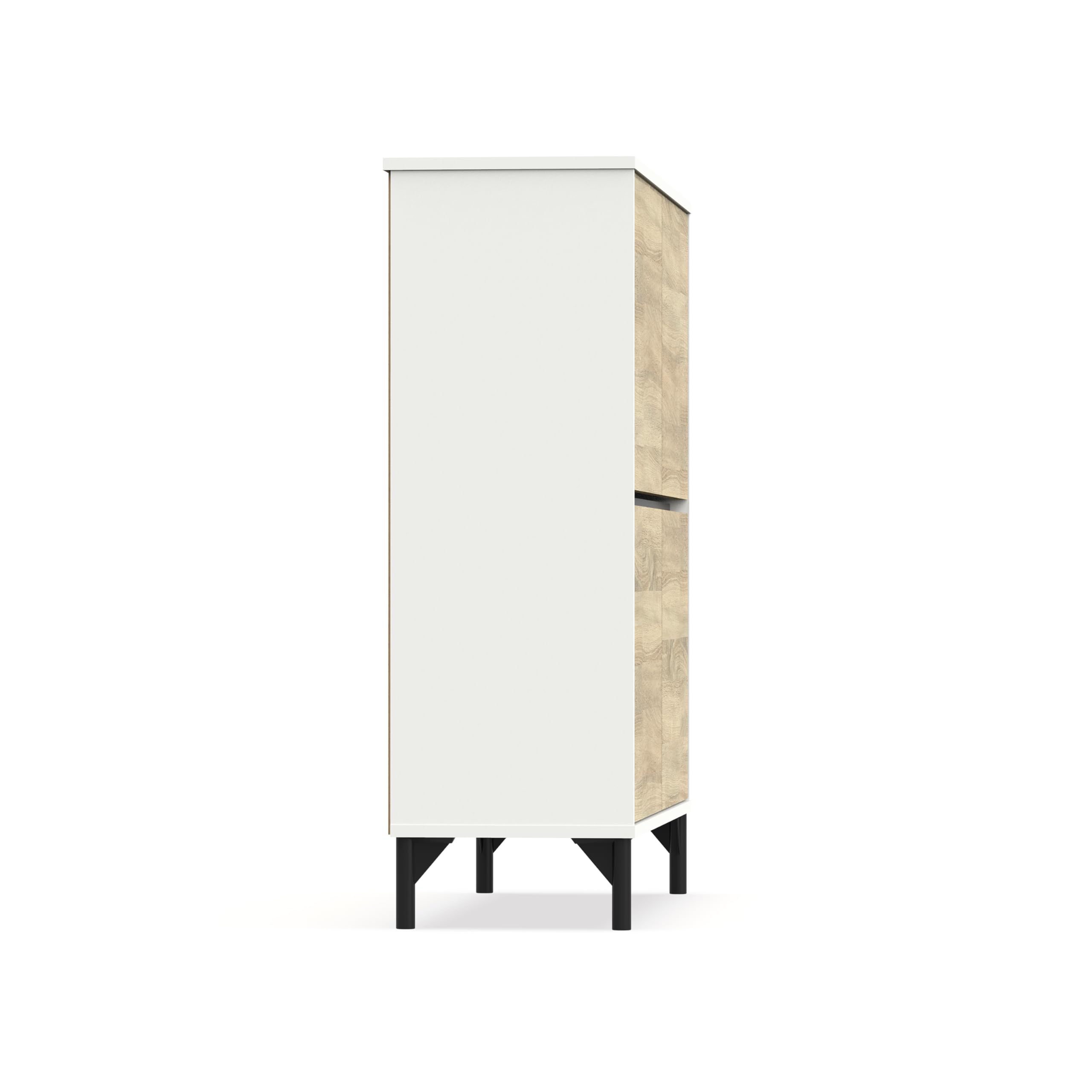 MUEBLES PITARCH | Recibidor Zapatero Mueble Auxiliar para Entrada con Patas, 4 Puertas, Blanco y Roble Cambrian, 20 Pares de Zapatos, Tallas Grandes, 101x96,5x33cm, Moderno, Industrial, Modelo Kioto