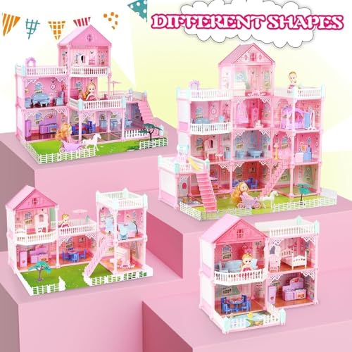 Image of Doll House, Upgraded 4-Story Dollhouse with Glow in The Dark, Girl Toys Doll House Playset with 2 Dolls, 12 Play Areas, Furniture & Accessories, Princess Gift Toys for Girls, Boys..