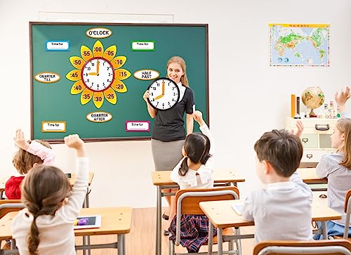 Image of WhatSign Telling Time Bulletin Board Decorations 38Pcs Telling Time Bulletin Board Set Learning to Tell Time Clock Cutouts Early Childhood Development Products Kid Age Range