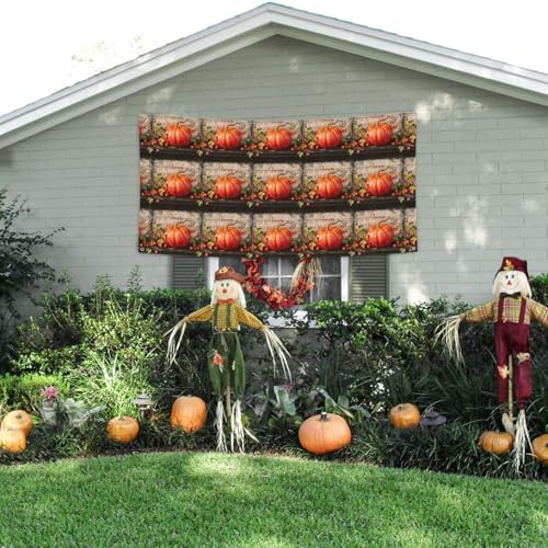 MINDBBDFJ Autumn Fall Pumpkin Print Banners And Signs For Outdoor/Indoor,Personalized Banner Customizable Parties Halloween Banner (180x90cm)3