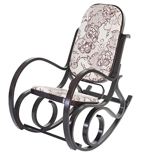 Mendler Fauteuil à Bascule M41, Rocking-Chair en Bois - Jacquard Brun
