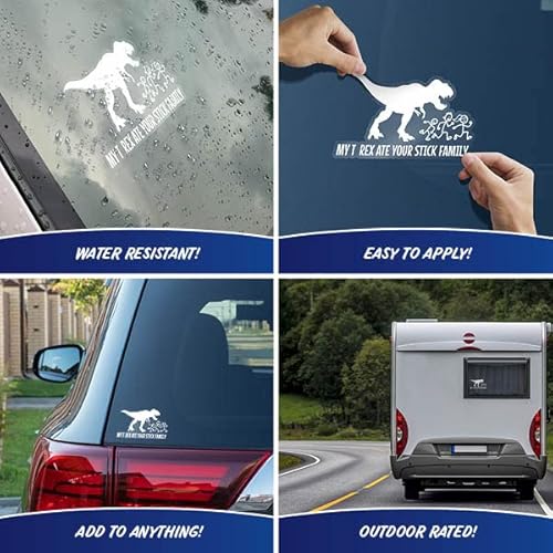 My T-Rex Ate Your Stick Family White Car Truck Window Stickers Dinosaur Funny Window Decal #TOP1
