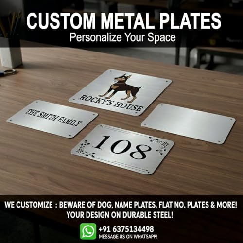 Image of Customize Dog Sign Plates, 6x6 /8x8 Inch, Durable Steel, Dual /Triple Mount