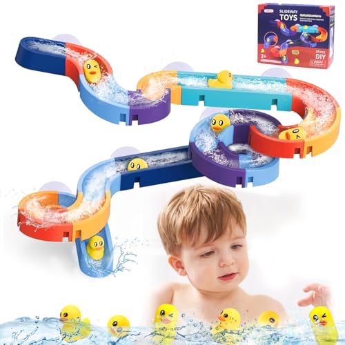 EOPUOZS Giocattoli da Bagno per Bambini dai 3 ai 6 Anni, Giocattoli da Bagno Fai da Te con Scivolo d'Acqua per Bambini,...