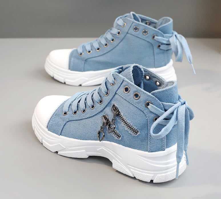 Women's High Top Sneakers - Zip Detail, Lace Up, Plus Size, Versatile Fashion Casual Platform Sports Shoes for All-Match3