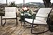 SUNCROWN 3 Piece Outdoor Rocking Bistro Set Black Wicker Furniture Porch Chairs Conversation Sets with Glass Coffee Table, Beige