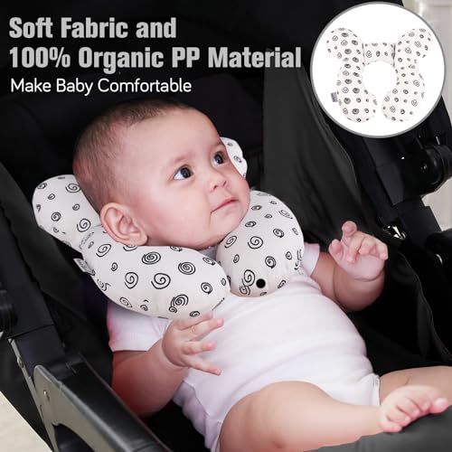 Image of KAKIBLIN Baby Neck Pillow, Baby Head Pillow, Upgraded Travel Support Pillow for Carseat, Neck Support for Car Seat, Stroller, Pushchair (Snail)