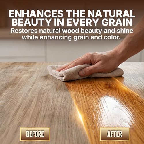 Natural Wood Polish & Conditioner with Orange Oil - Beeswax Furniture Polish and Cleaner, Oil & Wax Blend for Furniture, Cabinets, Tables, Doors & Trim, Enhances Color & Grain, Wood Care, 8 fl oz