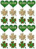12 Pairs St. Patrick's Day Nipple Covers Pasties Green Shamrock Nipple Covers Disposable Pasties Self Adhesive Irish Glitter Pasties Invisible Holiday Festival Nipple Cover for Women Girls