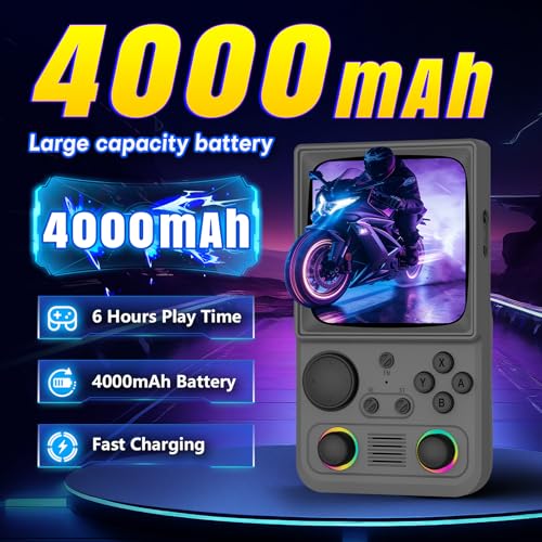 Image of R36TMAX Upgraded Retro Handheld Game Console with 4000mAh Battery, 4.0'' IPS Screen, Retro Gaming Console with Portable Case, Supports WiFi Networked Fighting and OTG (128GB Gray)