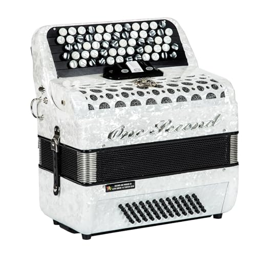 Accordion, ONESECOND brand 62 key 60 bass accordion, adult accordion, professional accordion educational instrument suitable for beginners and students, with back strap (white)