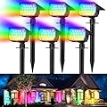 WENATY Solar Spot Lights Outdoor Color Changing, [7 Mode/6 Pack] Christmas Landscape Spotlights, Solar Lights Outdoor Waterproof, Solar Led Powered Flood Light for Outside Pathway Yard Garden Walkway