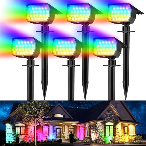 Spot solaire extérieur WENATY Lot de 6 lampes étanches IP65 multicolores pour jardin