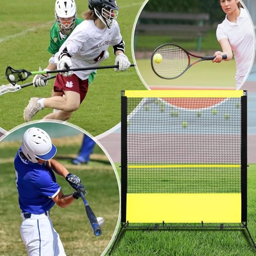 Tragbarer Rebounder-Trainer für Tennis, Pickleball, Baseball, Softbälle, Lacrosse und Hockey – Solo-Übungsnetz mit stabiler Basis