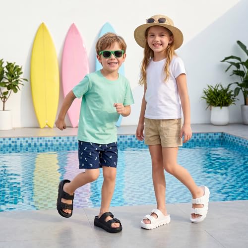 Image of Stelle Girls Double Buckle Slide Sandals Boy Slippers | Kids Summer Shoes,Shower,Beach,Pool,Slip on Clouds,Waterproof,Easy to clean