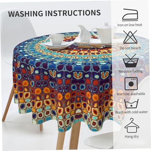 Nappe imperméable pour table ronde empêchant les taches avec son style boho 60 pouces - 3