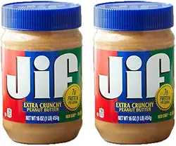 Manteiga de Amendoim Cremosa Extra Crunch Peanut JIF - Pasta de Amendoim Extra Crunch - 454g Jif Extra Crunchy Peanut Butter (Pack of 2)