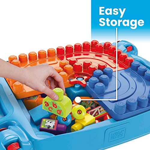 Mega Bloks Fisher-Price Toddler Building Blocks, Build N Learn Activity Table With 30 Pieces And Storage, Blue, Kids Age 1+ Years #TOP2