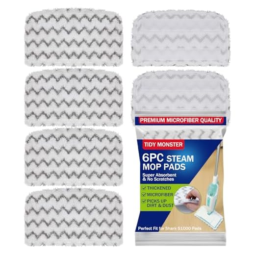 Tidy Monster 6 Pack Microfiber Steam Mop Pads Replacement for Shark Steam Mop S1000, S1000A, S1000C, S1000WM, and S1001C, Dirt Grip Cleaning Pads