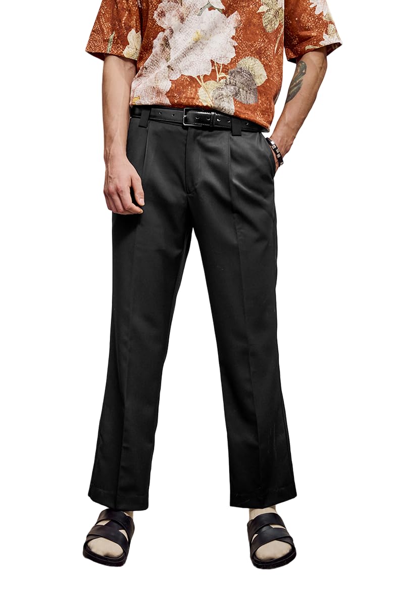 snitch Mediterranean Mosaic Men Trousers for Formal Straight Fit Pleated Front Plain Design | Durable Polyester Viscose Blend-picture-39