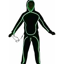 Rainbow color changing stick glow suit, Halloween light up glow stick costume that glows in the dark
