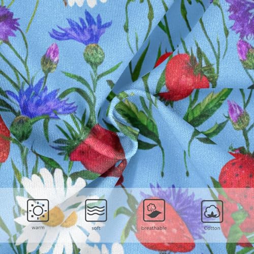 CHIFIGNO Vintage Strawberry Flowers Blue Boy Briefs Cotton Boys' Underwear Soft Printed Brief Underwear3