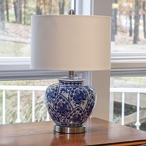 Décor Therapy Tl7912 Floral Ceramic Table Lamp, Blue/White #TOP4