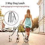 ASOCEA 3 Feuille de chien 3 en 1 Détachement de laisse pour chien multiple 360° Poignée souple rembourrée pour la marche et le piégeage de deux ou trois chiens (noir)