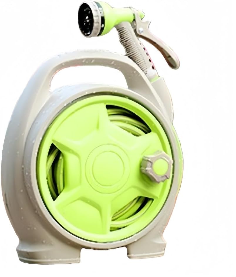 Lamanttホースリール 洗車用ウォーターガンセット 高圧洗浄機 ウォーターホースラック 15m 長尺ホース 6 速調整 ポータブ