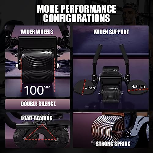 Elbow Support Automatic Rebound Abdominal Wheel,Ab Roller for Abdominal Exercise Machine,Abs Workout Equipment,Dolly Core Strengthening Trainer Fitness Belly Training for Men & Women - Image 6