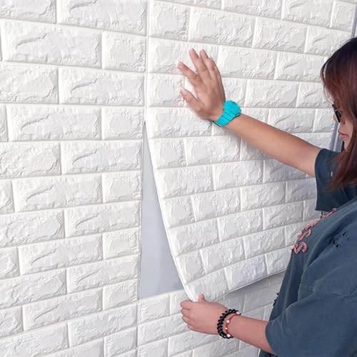 Image of Barebeauty 3D Wall Panel Wallpaper, Self Adhesive PE Foam Brick Sticker, Waterproof Peel & Stick Wall Covering for Home, Bedroom & Living Room Decor, 70 x 77 cm (Pack of 25, 145 Sq. Ft. Approx)