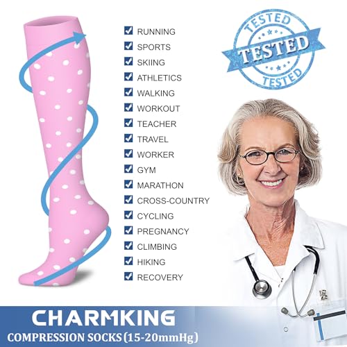 Image of Compression Socks (7 Pairs), 15-20 mmhg is BEST Graduated Athletic & Medical for Men & Women, Running, Flight, Travel, Nurses, Pregnant - Boost Performance, Blood Circulation
