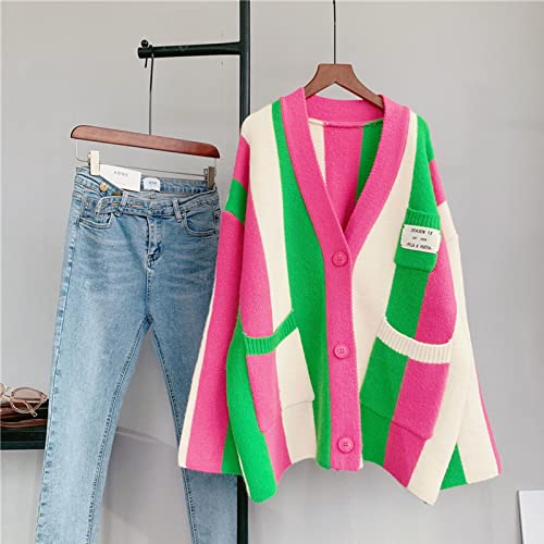 JASCLS Women's Long Sleeve Color Block Chunky Cable Knitted Oversized Sweater Cardigans for Women3