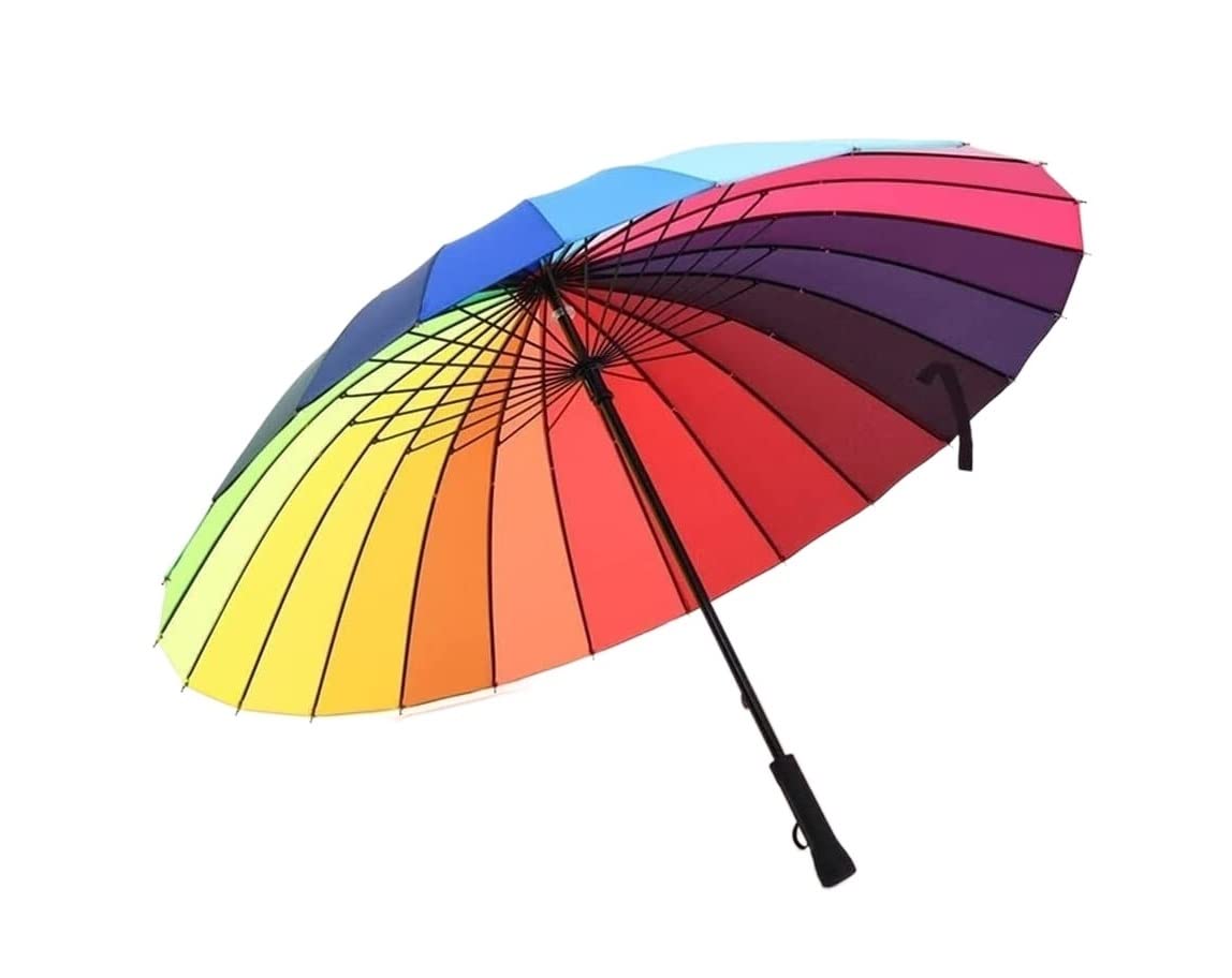 Paraguas de 24 varillas multicolor para dos adultos con apertura manual resistente al viento