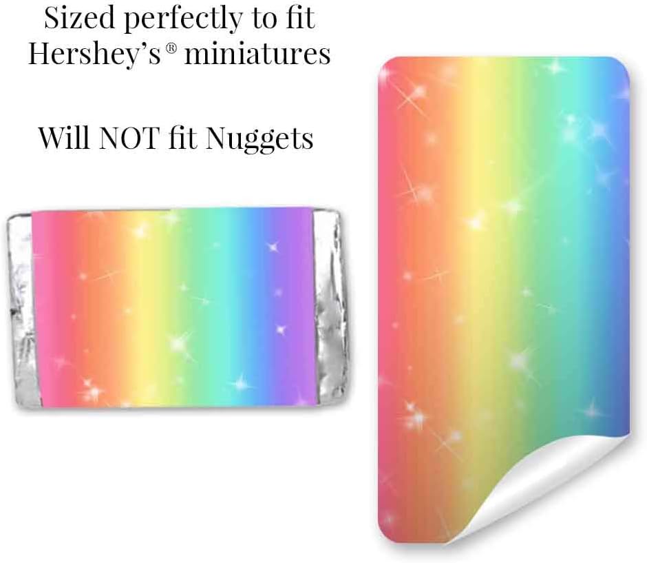 Amanda Creation Rainbow Glitter Chocolate Unicorn, Unicorn Chocolate Wrappers, 45 Full-Cover 1.4 x 2.6 Inch Labels for Mini Bars, Hides Original Wrapper Edges, Party Favors & Goodie Bags image 5