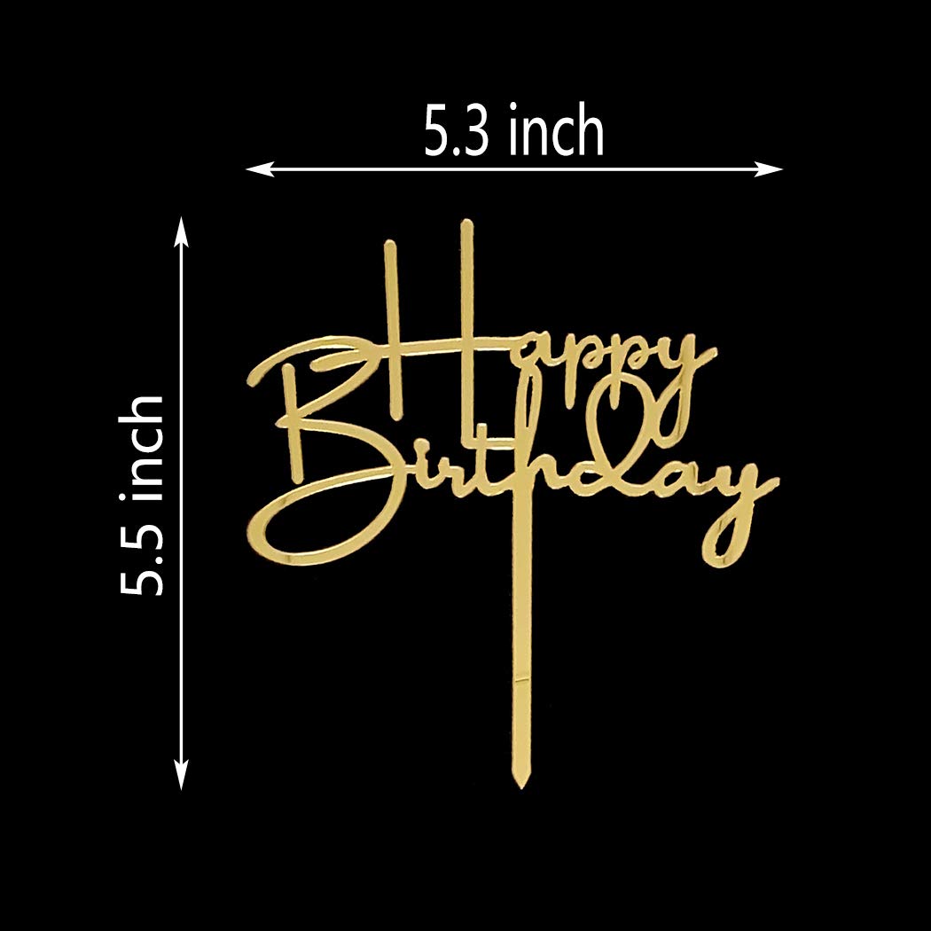 20 Pz Buon Compleanno Torta Topper Topper per Torta in Acrilico a 2 Stili Decorazioni per Torte di Compleanno in Oro Decorazione per Torte di Compleanno per Bambine Feste Glitter Party Decorations
