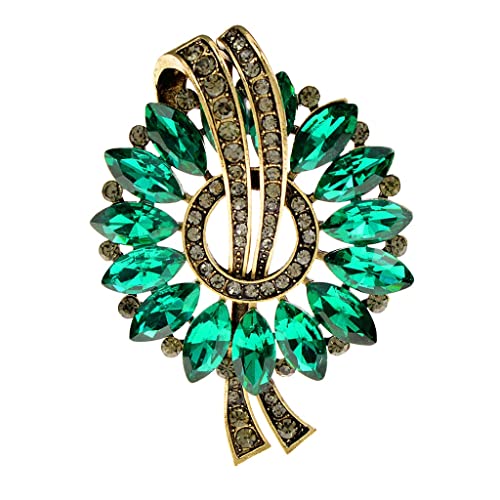 Broches à fleurs en strass vert pour femme de mariage et fête