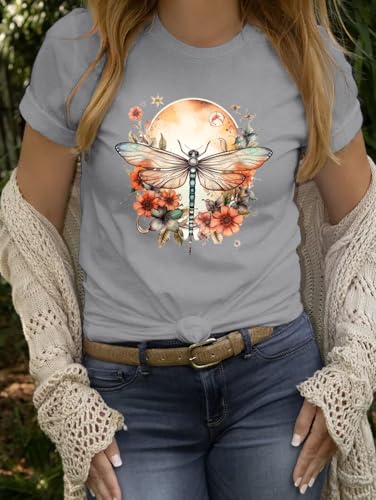 Women's Short Sleeve T Shirts Graphic Tees Crewneck Casual Loose 2025 Summer Boho Tops3