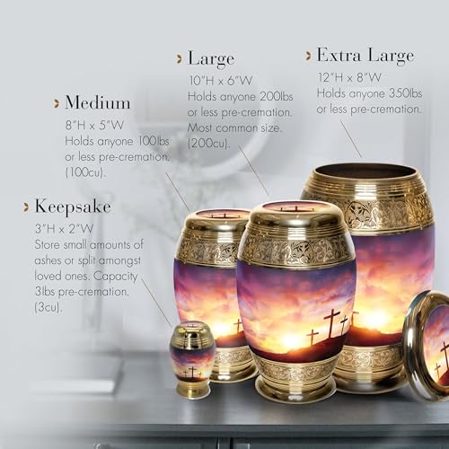 Image of Sunset Cremation Urn for Ashes for Women - Personalized Cremation Urns for Human Ashes Adult Female Decorative Urns - Beautifully Handcrafted Cross Urn