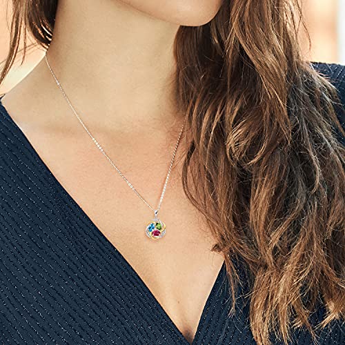 Gem Stone King 925 Sterling Silver and 10K Yellow Gold Customized and Personalized 3 Stone Oval Gemstone Birthstone and White Lab Grown Diamond Pendant Necklace For Women with 18 Inch Chain4