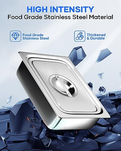 image for WantJoin 1/2 Half Size Steam Table Pans with Lid, 3 Pack 2.5 Inch Deep