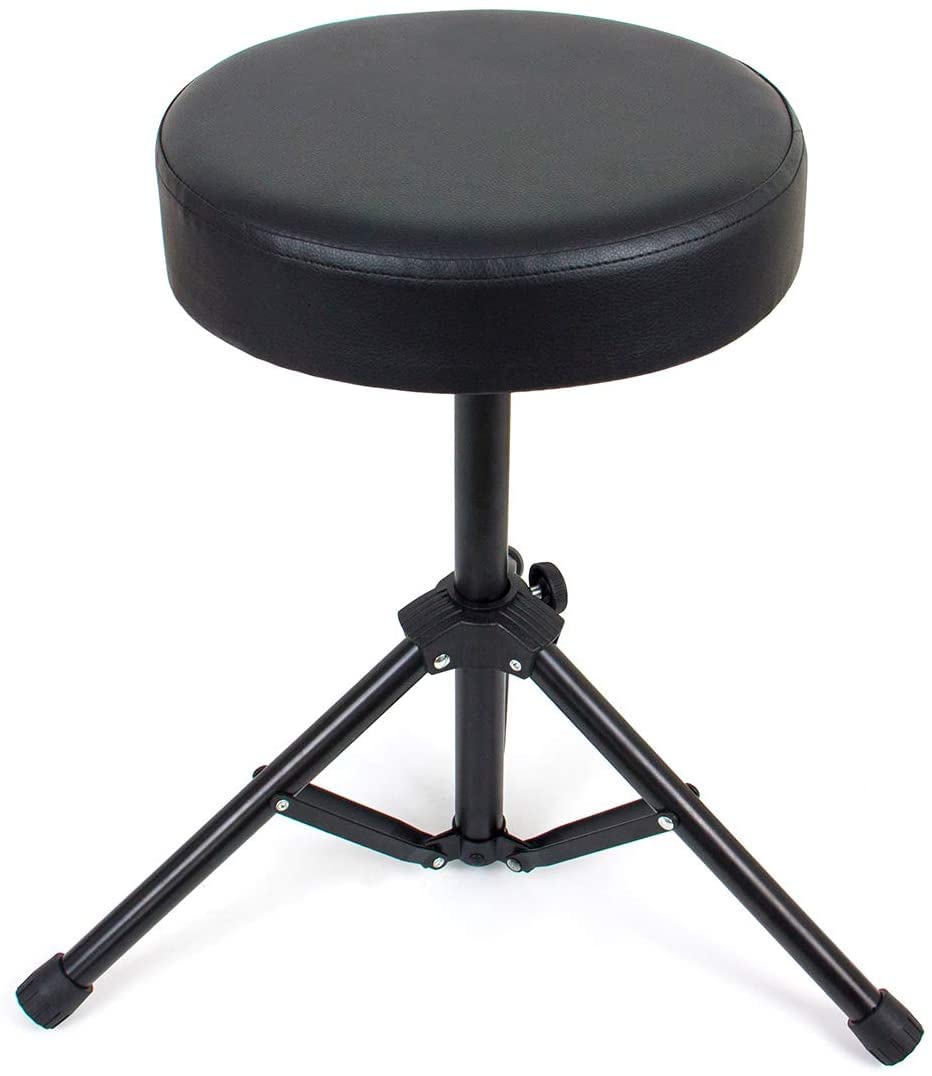 Rockstar - Taburete Sillin de Bateria Electrónica DSF01 Banqueta con Asiento Acolchado Negro Plegable para Guitarra Teclado Piano Adultos y Jovenes - Rockmusic