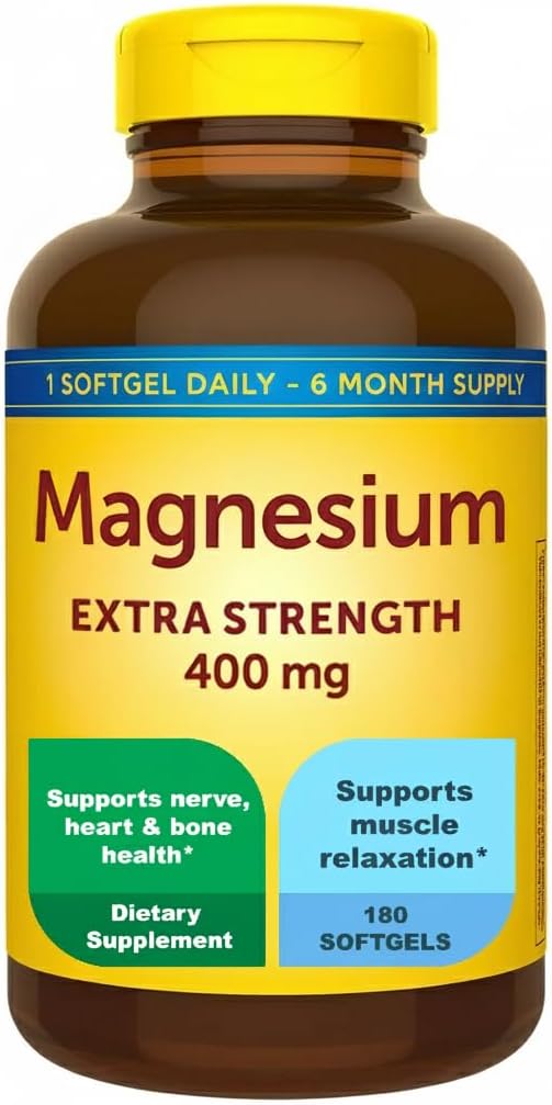 Extra Strength Magnesium 400mg Softgels | Muscle, Bone & Nerve Support | 180 Softgels – 6 Month Supply | High Potency Daily Magnesium Supplement | Gluten Free Formula