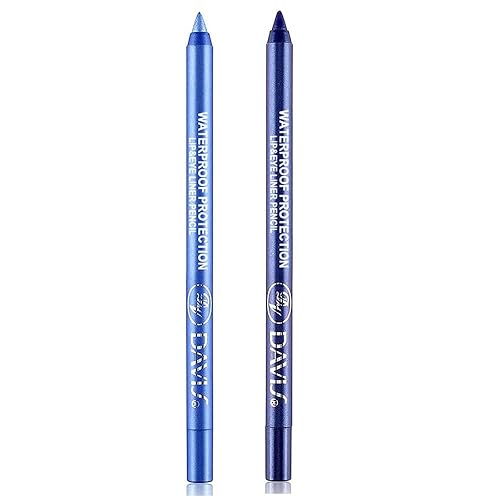 Miniatura 1 de Lápiz delineador de ojos impermeable, azul oscuro, perla de 2 colores y lápiz de sombra de ojos mate, fácil de usar, suave, adecuado para todas las