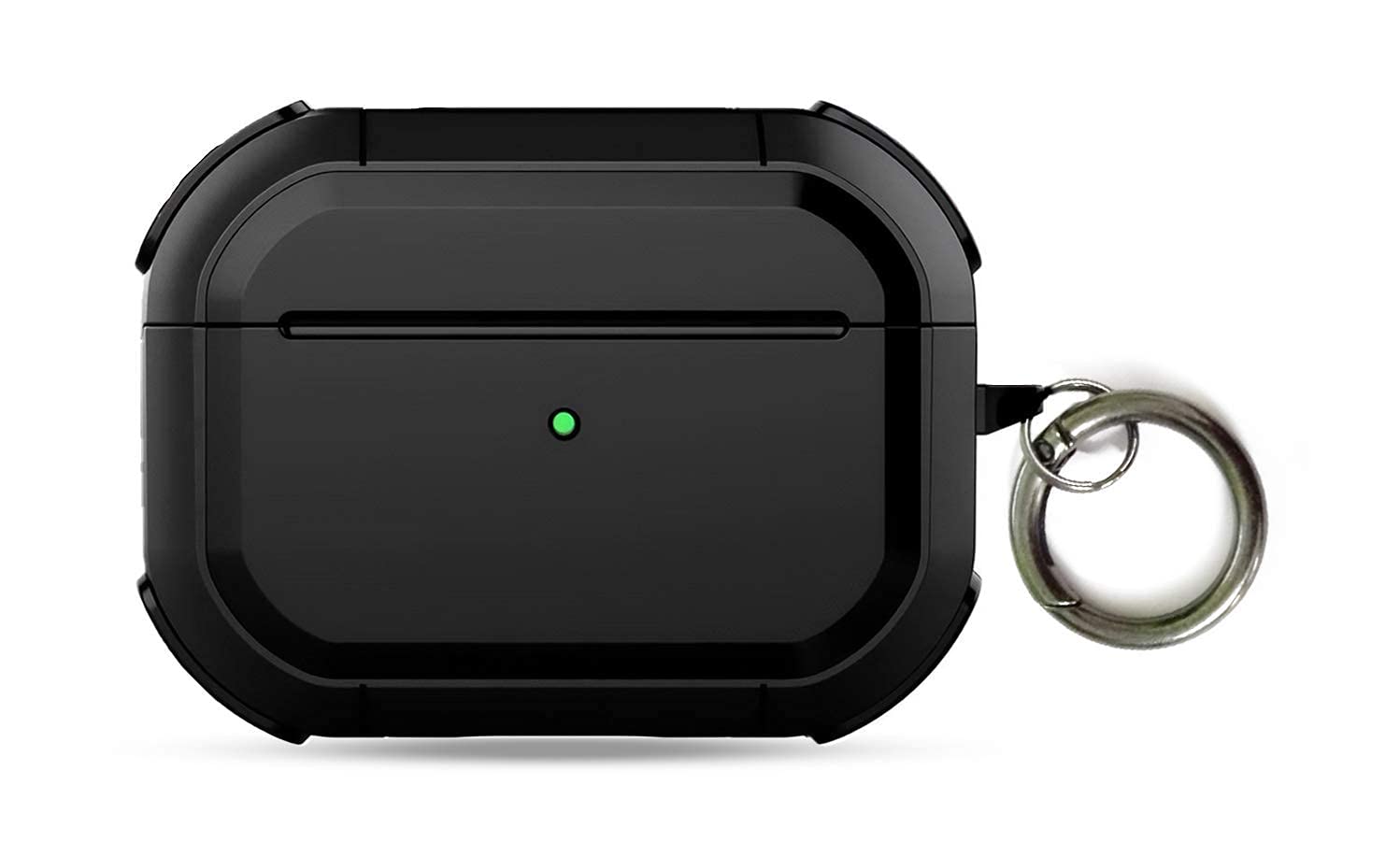 Techno Spark Armor Case Compatible for Airpods Pro & 3 Shockproof AirPods Pro Wireless Charging Case and Front LED Visible with Carabiner Keychain Build with PC and TPU-(Airpods Not Included)(Black)